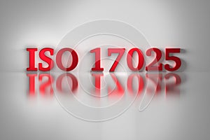 ISO 17025 red letters on white background
