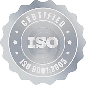 ISO Seal in Silver , ISO Stamp, Certified Company Certificate, ISO 9001:2005, Quality Certificate, Silver