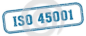 iso 45001 stamp. iso 45001 rectangular stamp on white background