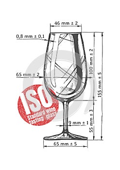 ISO standard wine tasting glass