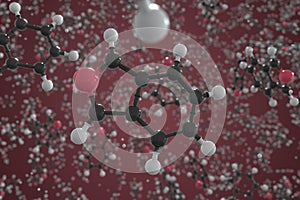 Isobenzofuran molecule, scientific molecular model, 3d rendering