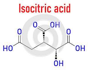 Isocitric acid molecule. Skeletal formula. Chemical structure