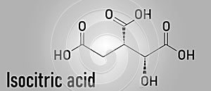 Isocitric acid molecule. Skeletal formula. Chemical structure