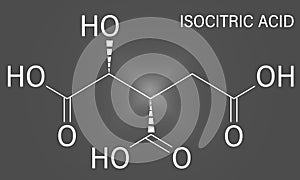 Isocitric acid molecule. Skeletal formula. Chemical structure