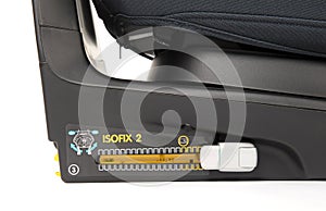 ISOFIX child car seat fastening close up photo