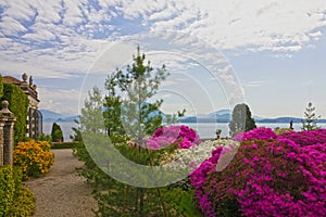 Isola Bella garden, Lago Maggiore lake view, Borromeo palace, Lombardy, Italy