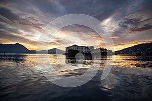 Isola Bella , Stresa, Lake - lago - Maggiore, Italy. Borromeo Palace at dawn