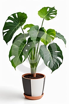 Isolate Alocasia Polly plant against white wall