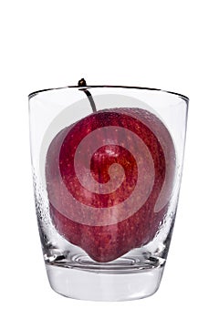 Isolate apple in glass