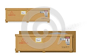 Isolate asbestos container on white background