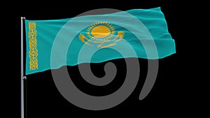 Isolate big flag of Kazakhstan, 4k prores 4444 footage with alpha transparency