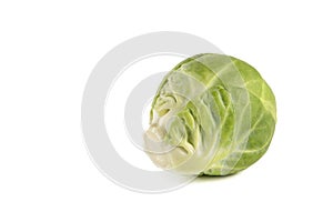 Isolate Brussels sprouts. Fresh, small brussels sprouts on white isolated background with shadow