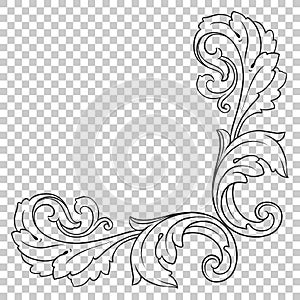 Isolate corner ornament in baroque style