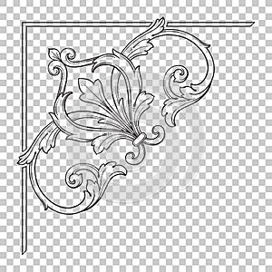 Isolate corner ornament in baroque style