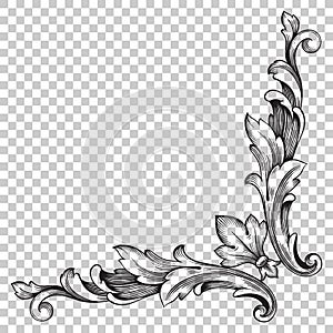 Isolate corner ornament in baroque style