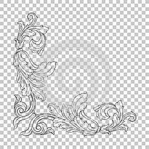 Isolate corner ornament in baroque style