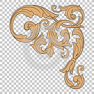 Isolate corner ornament in baroque style