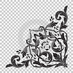 Isolate corner ornament in baroque style