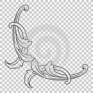 Isolate corner ornament in baroque style