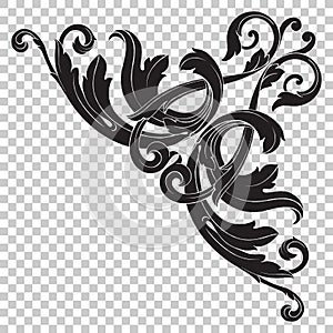 Isolate corner ornament in baroque style