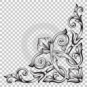 Isolate corner ornament in baroque style