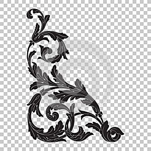 Isolate corner ornament in baroque style