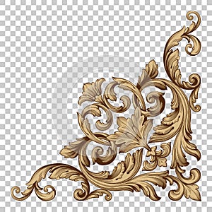 Isolate corner ornament in baroque style