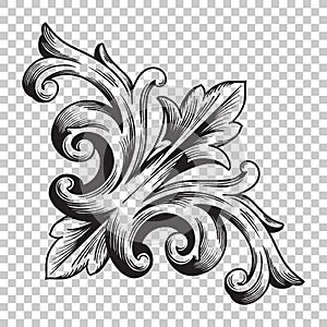 Isolate corner ornament in baroque style