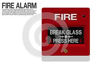 Isolate fire alarm switch glass breaking type on transparent background