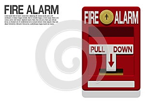 Isolate fire alarm switch manual pull down type on transparent background