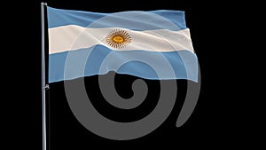 Isolate flag of Argentina on a flagpole fluttering in the wind on a transparent background, 3d rendering, 4k prores 4444 footage w