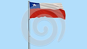 Isolate flag of Chile on a flagpole fluttering in the wind on a transparent background, 3d rendering, PNG format with Alpha channe