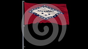 Isolate flag of United States Arkansas, 4k prores 4444 footage with alpha