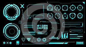 Isolate Futuristic Blue Interface Vector in Cyber style Design for Web and Poster design, Decoration elements