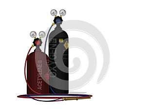 Isolate gas welding equipment on white background