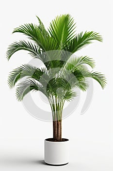 Isolate Green Palm Tree against white wall