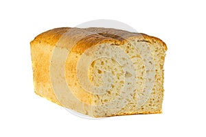 Isolate of half white loaf of bread on a white background