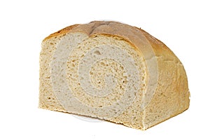 Isolate of half white loaf of bread on a white background