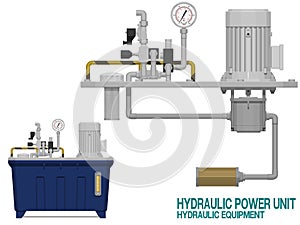 Isolate hydraulic power unit on white background.This equipment is used for generating power for hydraulic operation equipment in