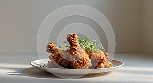 Isolate image of plate of crispy fried chicken.