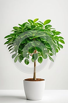 Isolate Money Tree plant against white wall