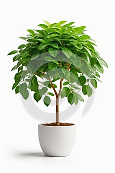 Isolate Money Tree plant against white wall