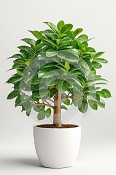 Isolate Money Tree plant against white wall