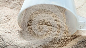 Isolate protein powder flavour with scoop macro