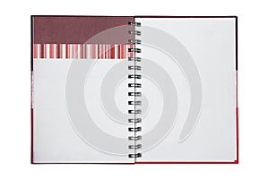 Isolate red note book on white