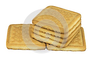 isolate square biscuits for tea on a white background,
