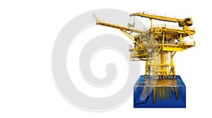 Isolate on white of offshore oil and gas wellhead remote platform.