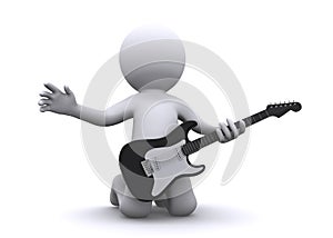 Isolated 3d guitarist