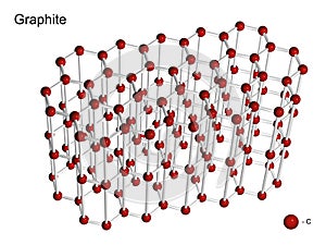 Isolated 3D model of a crystal lattice of graphite photo