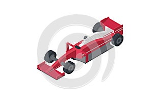 Isolated 3d red racing formula one car icon